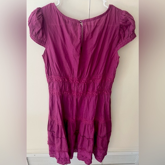 ASOS Smocked Waist Aubergine mauve cotton Bohemian Hippie Women’s dress size 4 - Picture 3 of 9
